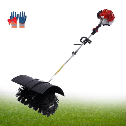 DOJOEUU Balai électrique 52 CC, balayeuse portative 2 Temps 2,3 CV avec Gants, balayeuse à Essence, Brosse à Gazon Artificiel, Balai électrique à Moteur à Essence pour pelouses, Jardins, Rues