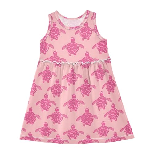 Girls and Toddlers'Sleeveless Pink Sea Turtle Summer Casual Dresses for Home Party Beach 2-8 Years