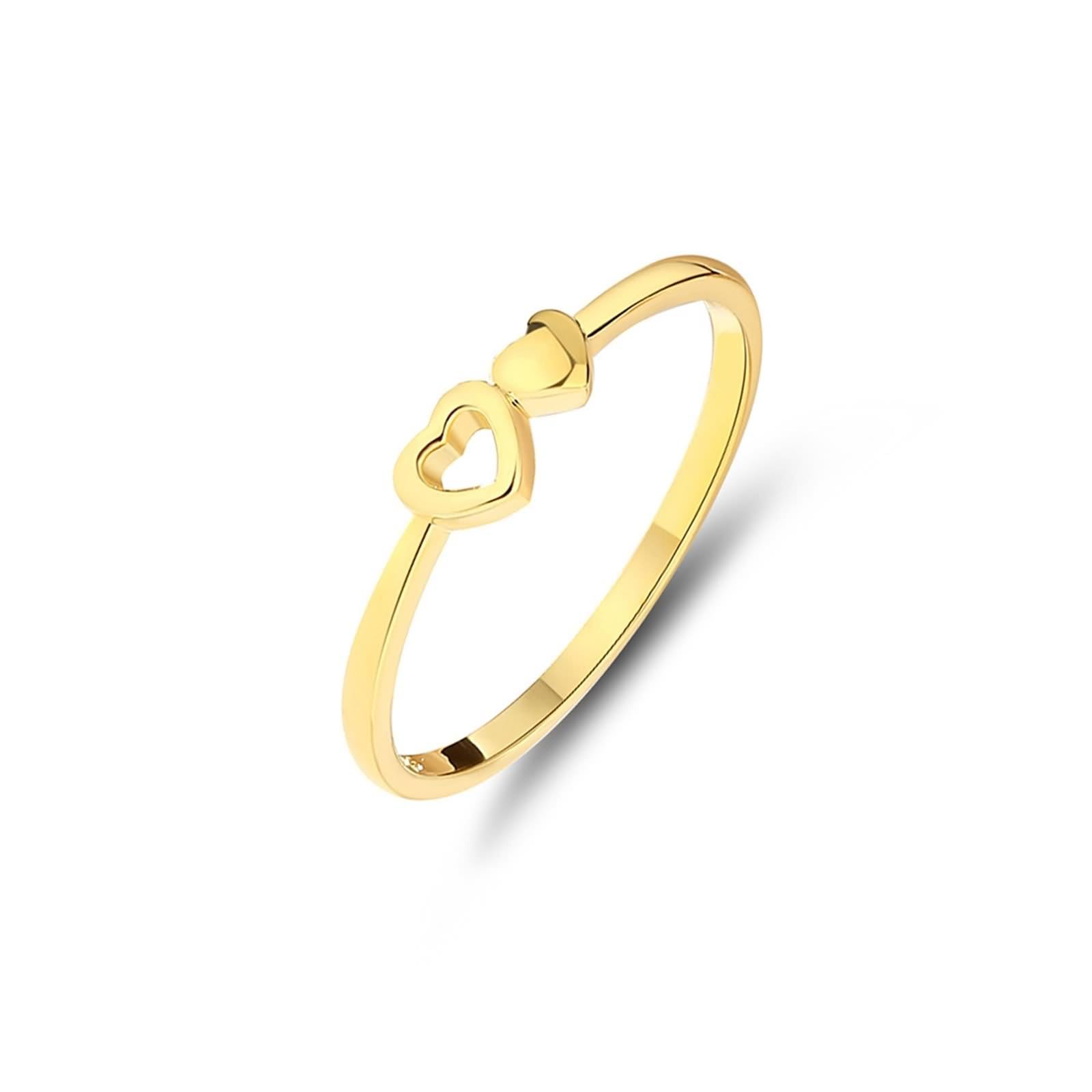 Anillos para mujer, diseño de corazón, oro amarillo de 9 quilates, talla 49 (15,6)