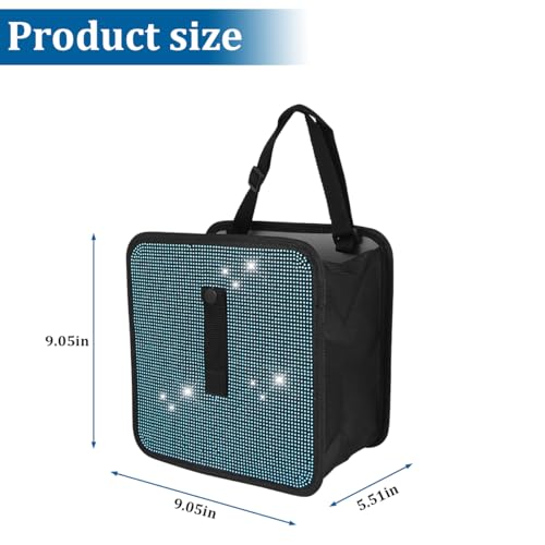 Image of BELOMI Car Foldable Trash Can, Bling Rhinestone Crystal Auto Hanging Waterproof Leakproof Garbage Bin, Vehicle Waste Basket Dustbin, Multipurpose Car Organizer Accessories for SUV Truck RV (Blue)