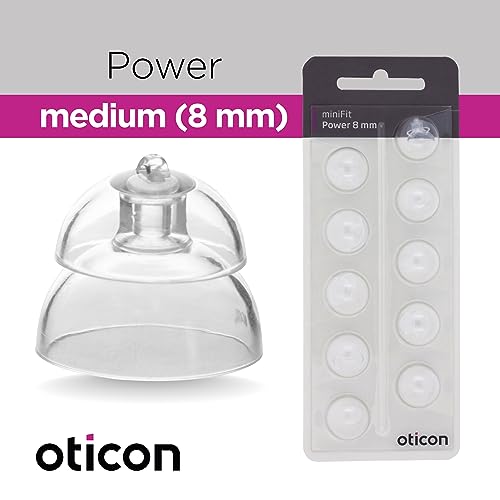Genuine Oticon Hearing Aid Domes Minifit Power 8mm (0.31 inches - Medium), Oticon Branded OEM Denmark Replacements, Authentic Accessories for Optimal Performance - 2 Packs / 20 Domes Total - Thumbnail 2