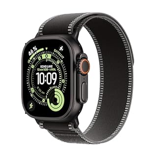 Apple Watch Ultra 3 GPS + Cellular 49 mm Premium Smartwatch für Lauftraining und Kombinationssport mit robustem Titangehäuse in Schwarz und Trail Loop in Schwarz/Kohlegrau (M/L)