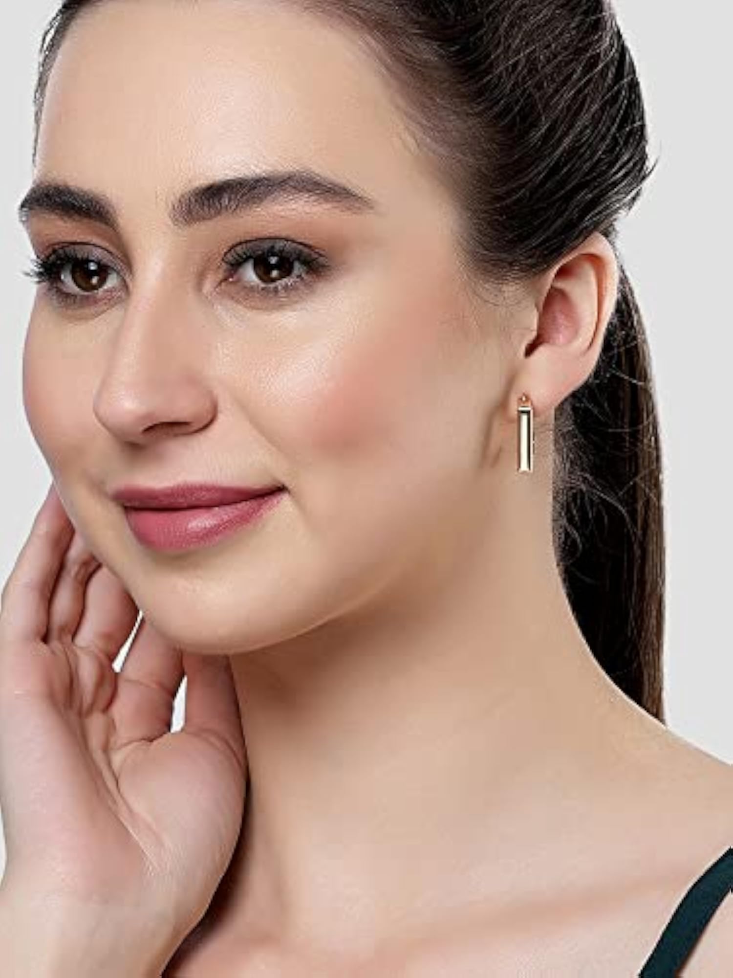 Women's Gold Tone Metallic Half Hoop Earrings