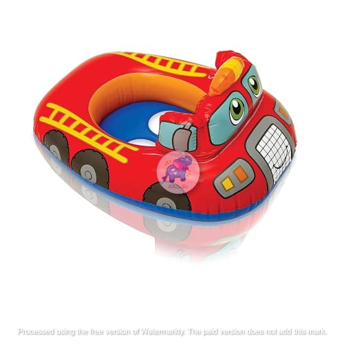 Image of Inflatable Cute Diaper Style Kiddie Float| Water Baby Floater for Kids| Safe Anti-flip Saddle Design Swim Tube Rider| Swim Pool Tube for Toddlers|Swimming Pool Safety Seat (FIRE Brigade)