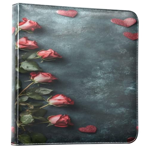 Álbum de fotos adhesivo DIY con anillas 3, diseño vintage rosas para San Valentín, 40 páginas 8x10 miniatura 1