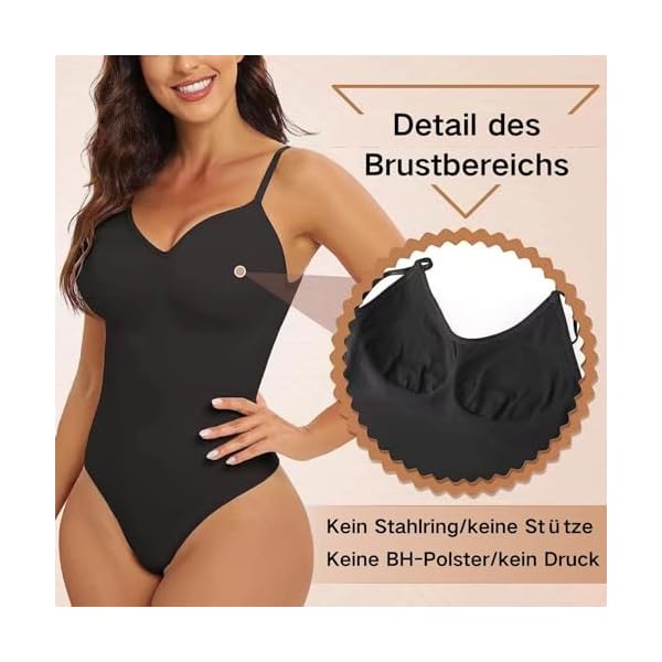 MELARQT Shapewear Damen Body Stark Formend, Bodysuit Women Vielseitige Bauchweg-Effekt, Taillenmieder Shaping Miederbody und Verstellbarer Schultergurt, Atmungsaktiven Materialien – Bild 6