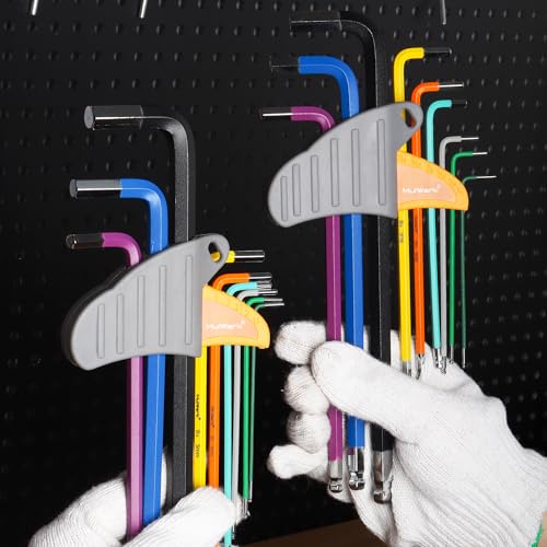 Image of MULWARK 28 PCS Allen Key Set, Long Arm Ball End Hex Key Wrench Set with T-Handle | SAE 1 /16-3 /8, Metric 1.5-10mm, Torx T10-T50 | S2 Steel Allen Wrenches Set