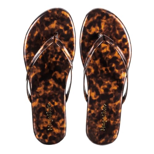 Image of mazeskin Women's Memory Foam Comfortable Flat Thong Sandals Dressy Summer Beach Leather Slide Flip Flops