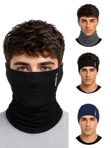 Image of SWAGR 3 Pack Micromodal Bandanas for Men & Women | Sun & Pollution Protection Face Mask for Bikers | RespireSoft Fabric with QuadStretch Technology | GlideFit Easy-to-Wear Design | SOXCO Style SP99