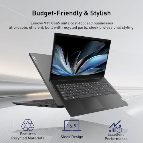 Image of Lenovo V15 Gen 5 15.6 inch FHD Business Laptop, 8GB DDR5 RAM, 1TB Storage | Intel Core i3 6-core (>R3 7320U), W11 Pro, AI Copilot Key, Webcam w /Shutter, Security Chip Discrete TPM 2.0, Black, w / Mouse