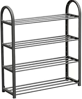 Textile Arena 4 Tiers Layers Plastic Shoe Rack Shelf Shelving Unit Shoe Organizers Shoes Rack Foot ware Storage Quick Assembly No Tools Required Stores Between up to 9 Pairs of Shoes GREY
