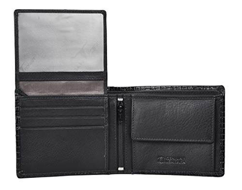 Image of URBAN FOREST Zyon Printed Black Leather Wallet for Men