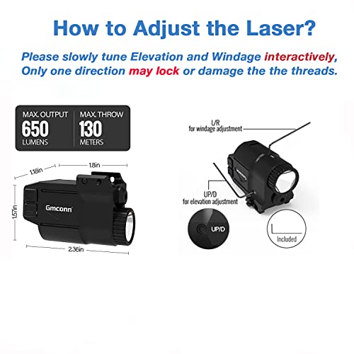 Gmconn Tactical Gun Light and Green Laser Sight Combo 650 Lumens