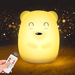 Lamparas Infantiles Bebe Luz Nocturna Infantil Recargable, 9 Colores Luz Quitamiedos Infantil, Luz de Noche para Niños, Lampara Infantil Bebe de Silicona, con Temporizador, Control Remoto y Táctil, Regalos para Niñas Niños