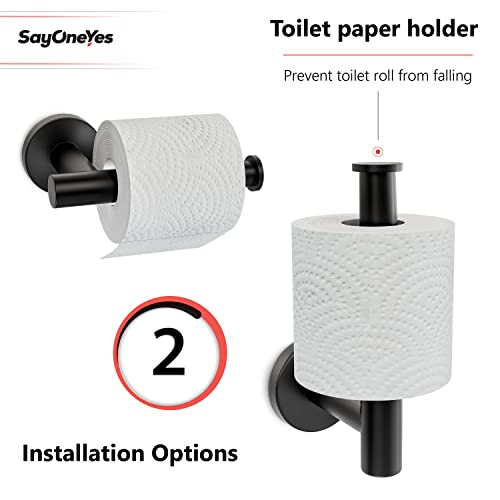 Sayoneyes Matte Black Toilet Paper Holder Wall Mount – Premium Quality Sus304 Stainless Steel Rotate Proof –Toilet Paper Roll Holder For Bathroom, Kitchen, Washroom (3 Pack) #TOP4