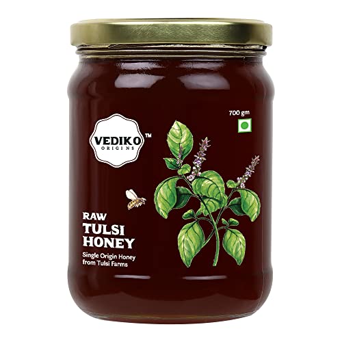 Image of Vediko Combo Pack of A2 Cow Ghee 1 Litre and Raw Tulsi Honey 700gm | Organic Honey | Raw Honey Unprocessed | Grass Fed Desi Cow A2 Ghee Bilona Method