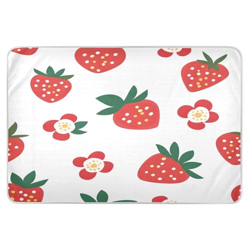 BOESI Doodle Strawberry and Flower Pattern Waterproof Pads for Bedwetting and Incontinence, Reusable Pads, Reusable Diaper Pads for Bed, Sofa, Travel