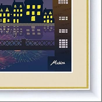 Amazon.co.jp: 田口みちる『花火(F6号)』高精彩工芸画+手彩 風景