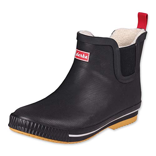 derbe Wattpuuschen Pelz Schwarz/Schwarz Damen Gummistiefel Halbschuh 38 |...