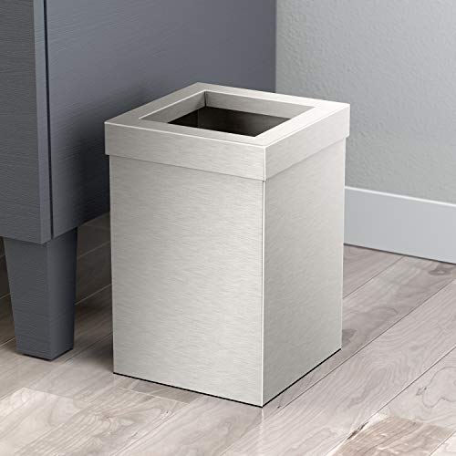 image for Gatco Modern Square Waste Basket and Toilet Brush Set, Satin Nickel - 
