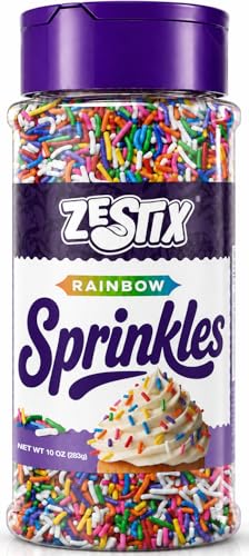 Image of Rainbow Sprinkles 10 oz - Colorful Rainbow Jimmies | Cake Decorating, Cupcakes, Cookies, Donuts, Ice Cream & Dessert Toppings
