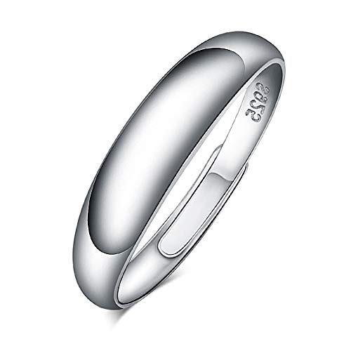 Infinite U Anillo de Plata 925 con Platino, Anillos Ajustables para Compromiso Anillo de Boda para Mujer, Talla de 9,5 (15,76 mm) a 25 (20,7 mm)