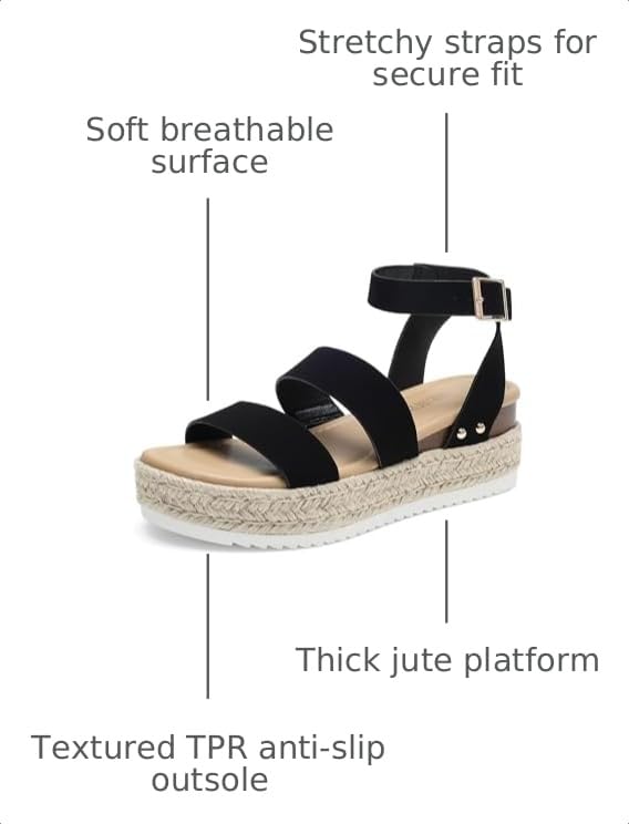 Image of DREAM PAIRS Strappy Espadrille Platform Wedge Sandals for Women Dressy Summer, Comfortable Open Toe Sandals with Cushioned Insole and Ankle Strap Buckle