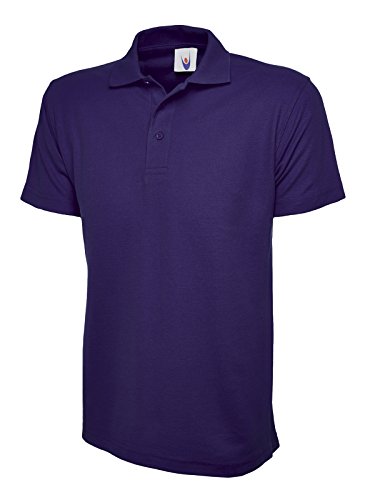 Polo clásico de manga corta para hombre y mujer, camiseta lisa, informal, para el trabajo y los deportes, Morado (, L