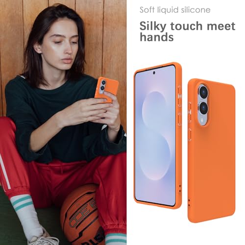 Image of YATWIN Silicone Case for Samsung Galaxy S25 FE 4G, Soft-Touch, Shockproof, DustProof, Antiskid Phone Cover for Samsung Galaxy S25 FE - Orange