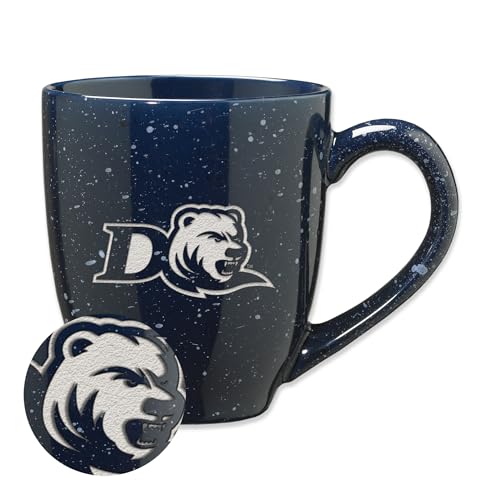 Rico Industries NCAA Drew Rangers Primary Logo Navy 16 oz Team Color Laser Engraved Speckled Ceramic Coffee Mug