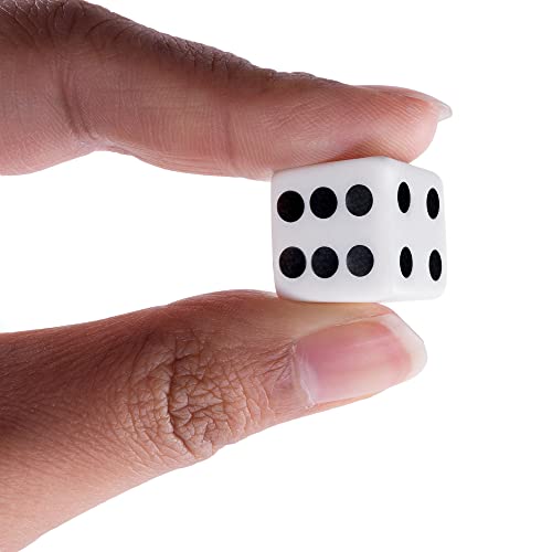 Super Z Outlet Standard 16mm White Dice with Black Pips Dots for Board Games, Activity, Casino Theme, Party Favors, Toy Gifts (100 Pack)