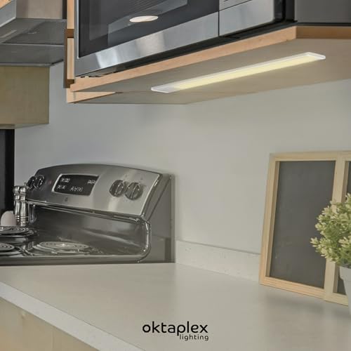 Oktaplex Riva lampa do zabudowy kuchennej LED płaska ciepła biel 57,5 cm 730 lm oświetlenie kuchenne z przełącznikiem 10,4 W 230 V lampa podszafkowa srebrna