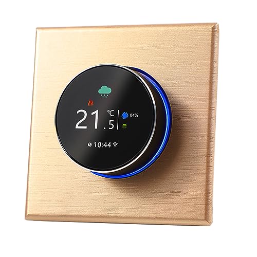 Decdeal 2023 WiFi Smart Thermostat Temperaturregler Wöchentlich Programmierbare Tastensteuerung/Mobile APP/Sprachsteuerung Kompatibel Mit Tuya, für Wasser Gaskessel (golden(Kesselheizung))