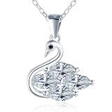 MICMIF Collana da donna con ciondolo a forma di cigno con moissanite in argento 925, a forma di marquise, 2 carati, colore D, VVS1, elegante gioiello per moglie e fidanzata