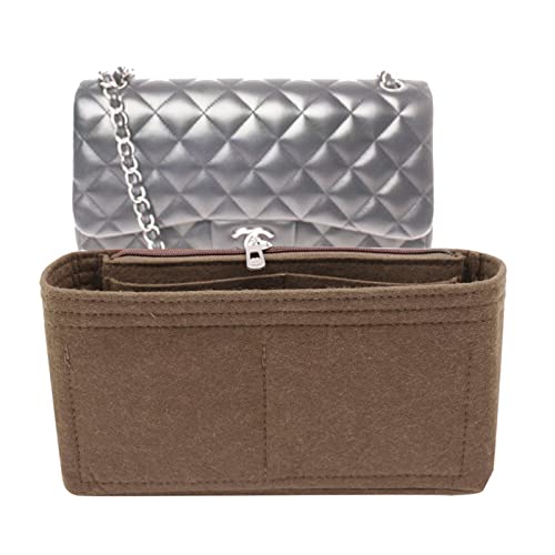 Organizador de bolsas para Chanel Classic Flap Medium Bag Shaper Purse Insert - Premium Bolso Fieltro Organizador 2009marrón-M