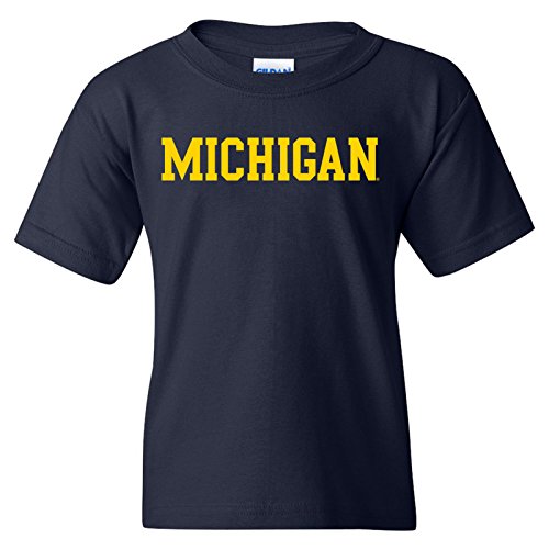 UGP Campus Apparel YS01 - Michigan Wolverines Basic Block Youth T-Shirt - Medium - Navy