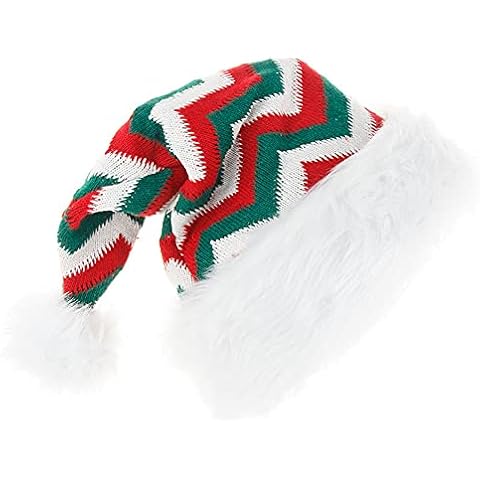 Knit Santa Hat for Adults Women Red Green and White Cover