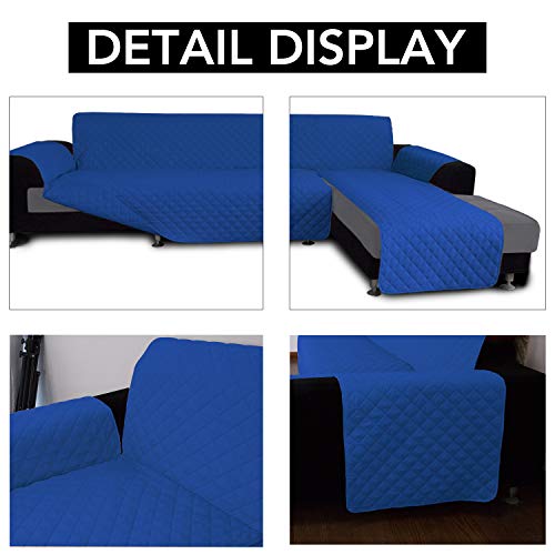 Image of Easy-Going Microfiber Sofa Slipcover L Shape Sofa Cover Sectional Couch Cover Chaise Lounge Cover Reversible Sofa Cover For Pets Kids Children Dog Cat (X-Large, Classicblue /Classicblue)