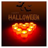 Set of 12 Orange LED Tea Lights Battery Operated Flameless Candles Flickering Electric Fake Tealight