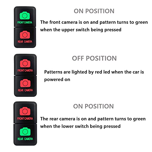 Image of Front /Rear Camera Push Button Switch Red & Green Backlit Push Switch Replacement Kit for Toyota Landcruiser Prado Tacoma 4Runner 3Amp /12V (1.54'' X 0.83'')