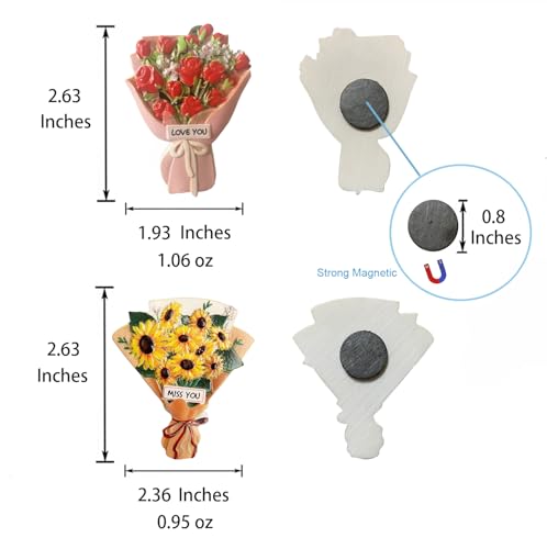 Imanes decorativos de resina florales para nevera, set de 2 miniatura 3