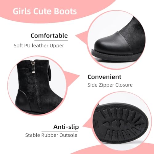 Girls Mid Calf Fashion Boots with Bow Side Zipper Fall Winter Booties Outdoor Dress Shoes for Toddler Little Kids/Big Kids4