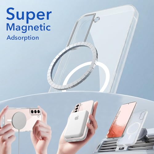 Image of Jkobi Lifetime Anti-Yellow MagSafe Compatible Clear Back Cover Case for Samsung Galaxy S22 5G (Sleek Hard Crystal | Shockproof and Camera Protection)