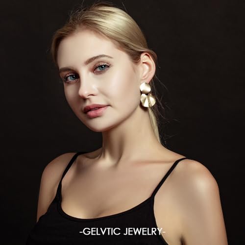 Silver Gold Statement Earrings for Women Big 80s 90s Boho Retro Drop Dangle Earring Lightweight Vintage Hammered Link Knot Hoop Teardrop Jewelry Valentine’s Christmas Birthday Party Anniversary3