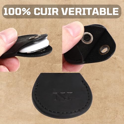 Image of NEYYOS Airtag Pendant Genuine Leather, Air Tag Tracker Holder, Portable Case & Key Fob, Protective Cover Key Finder, Holder Locator Keychain Case for Key Chain Purse