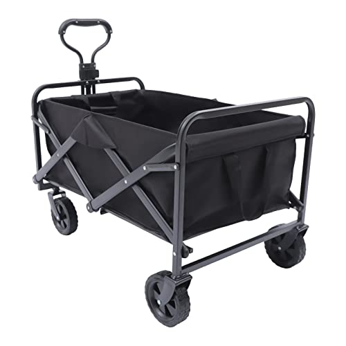 Chariot de Jardin Pliable Noir Multi-usage pour Camping et Plage