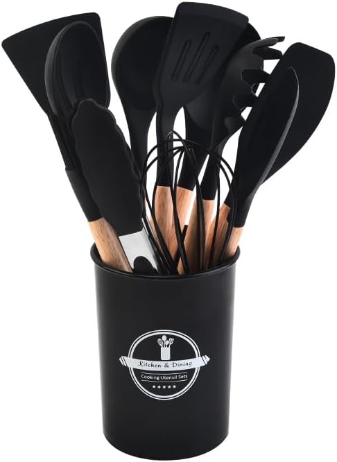 Miniatura 2 de Juego de utensilios de silicona, utensilios de cocina, juego completo de cocina con pinzas giratorias, espátula, cuchara, cepillo, batidor,