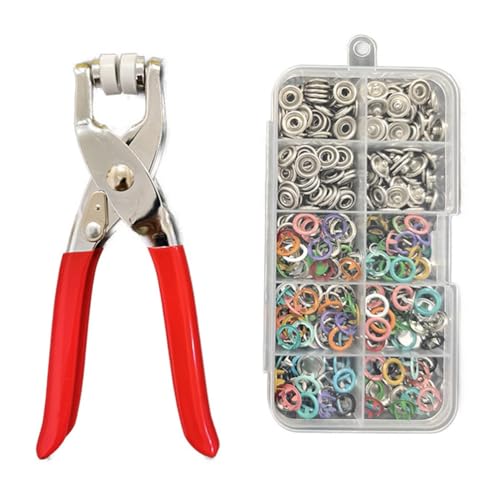 Jrifedptry Kit di pinze per occhielli Kit di punzonatura Il kit di fissaggio a scatto Kit di strumenti per occhielli