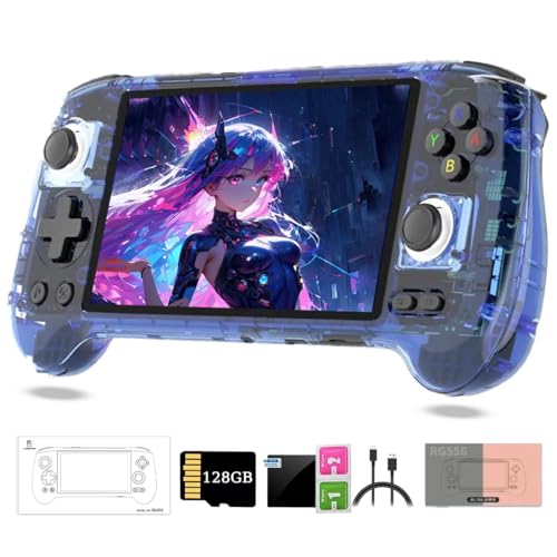 Tronikrc RG556 Retro Handheld Game Console Built-in 4000+Games, 128G Video Games Player with 5.48-Inch 4K HD IPS Screen, Android System & 5500mAh Battery (8+128G/Blue) -  H718HICSC0711I