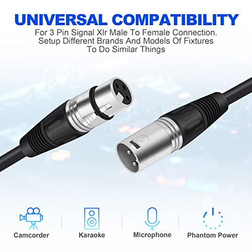 Yunge 2 Pack Xlr Male To Female Microphone Cable, 3 Pin Xlr Microphone Cable Compatible With Microphones, Pa Systems,Stage Lighting,Speaker Systems And Other Sound Equipment(10 Feet,Black) #TOP6